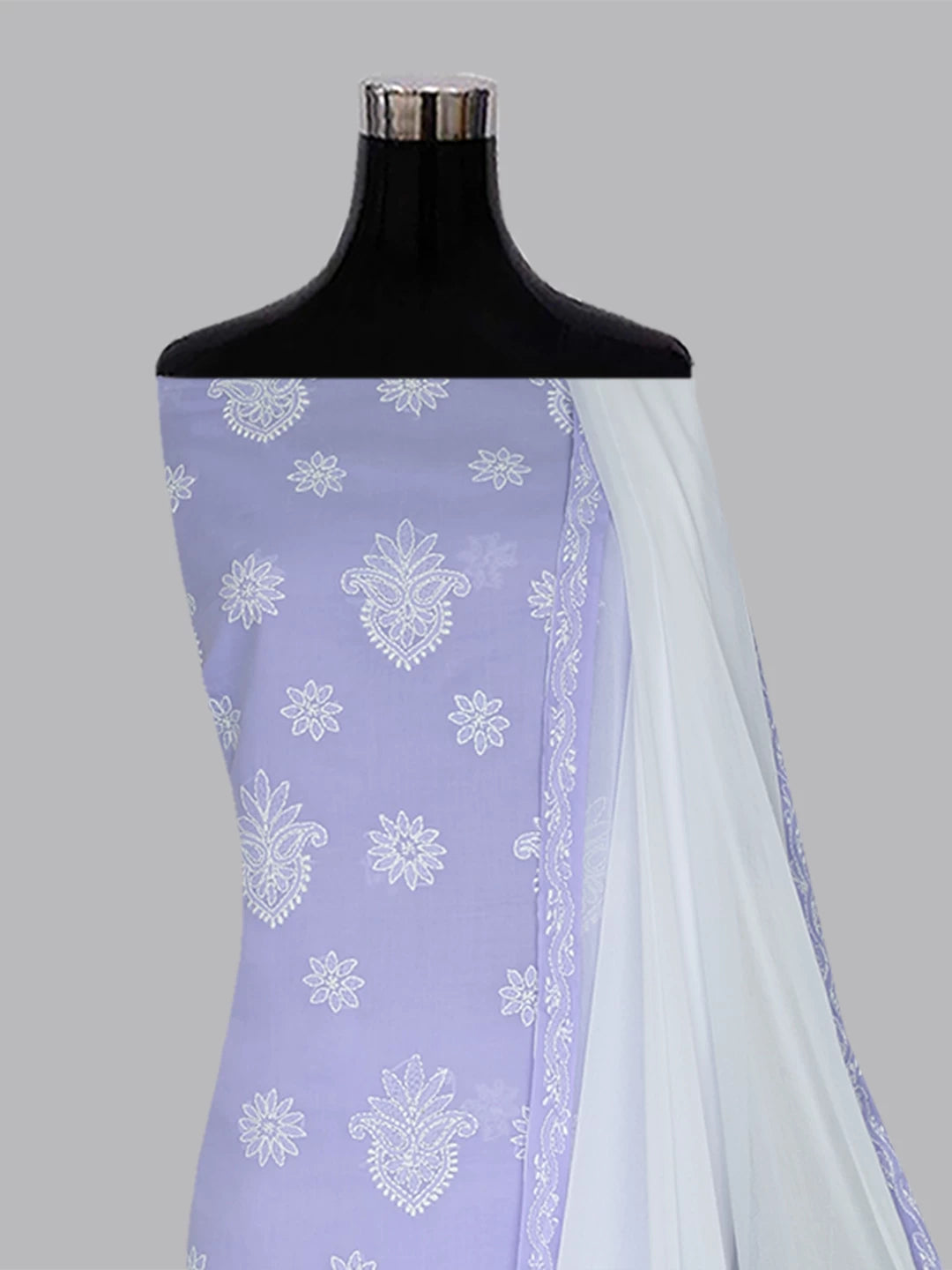 Ada Hand Embroidered Mauve Cotton Lucknowi Chikankari Unstitched Suit Piece A211282
