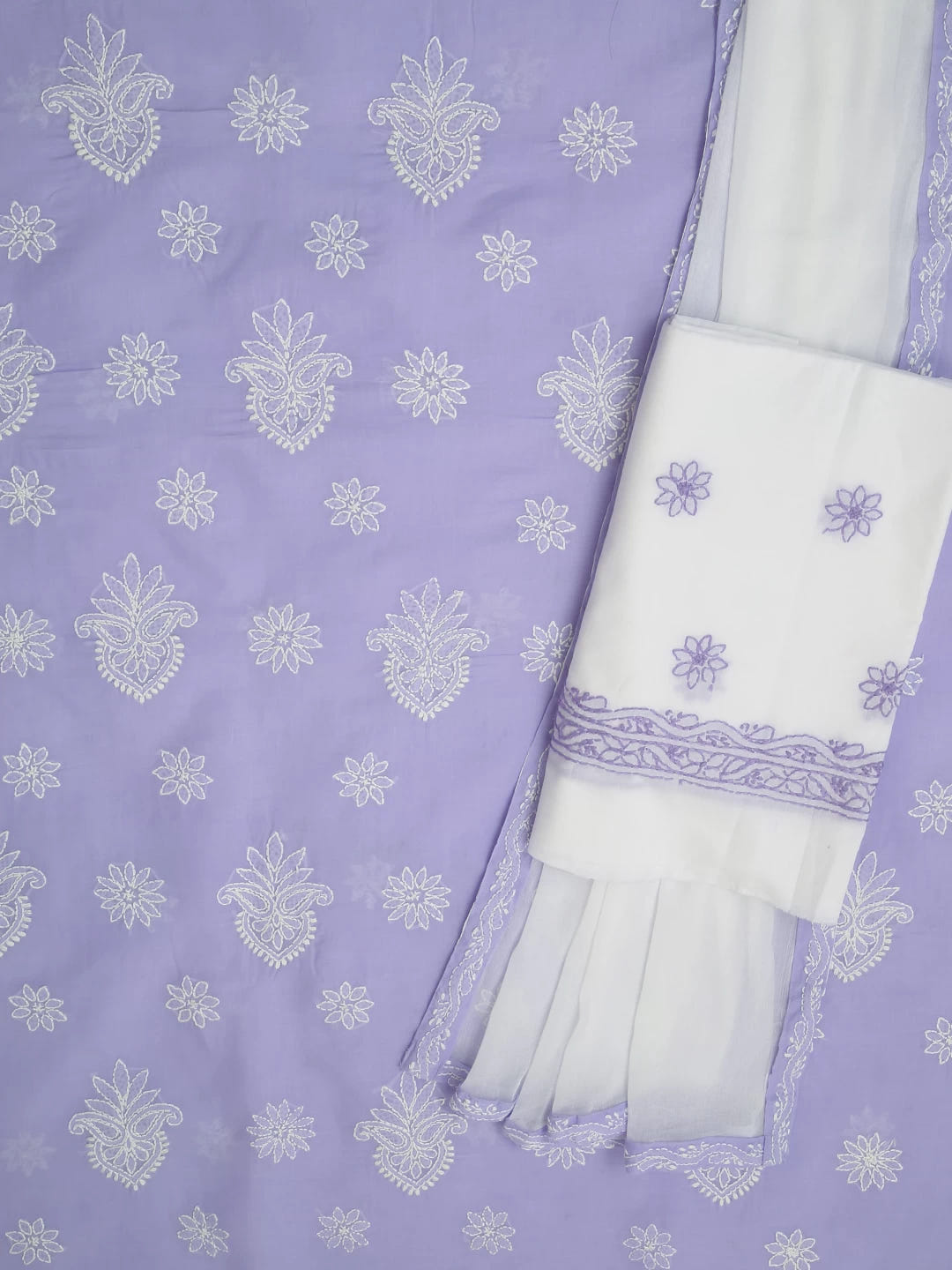 Ada Hand Embroidered Mauve Cotton Lucknowi Chikankari Unstitched Suit Piece A211282