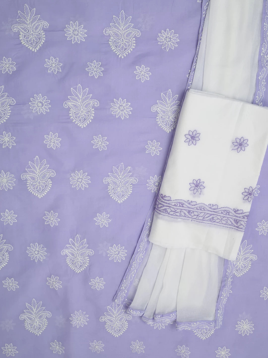 Ada Hand Embroidered Mauve Cotton Lucknowi Chikankari Unstitched Suit Piece A211282
