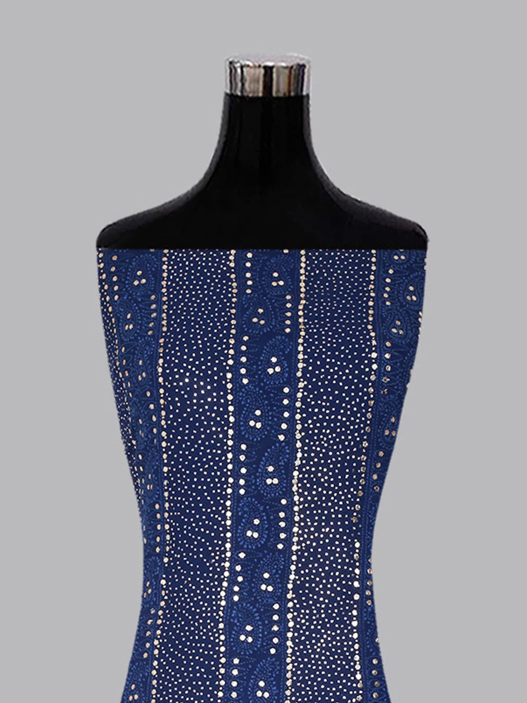 Ada Hand Embroidered Admiral Blue Viscose Georgette Lucknowi Chikankari Unstitched Kurta Dupatta Set With Mukaish Work 01A347782