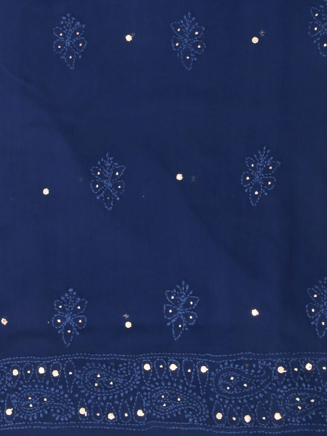 Ada Hand Embroidered Admiral Blue Viscose Georgette Lucknowi Chikankari Unstitched Kurta Dupatta Set With Mukaish Work 01A347782