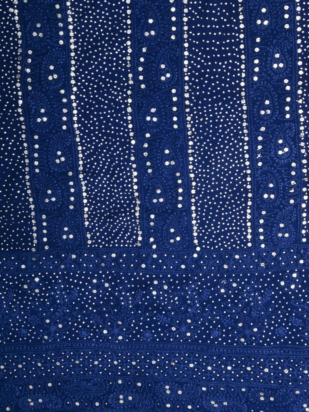 Ada Hand Embroidered Admiral Blue Viscose Georgette Lucknowi Chikankari Unstitched Kurta Dupatta Set With Mukaish Work 01A347782