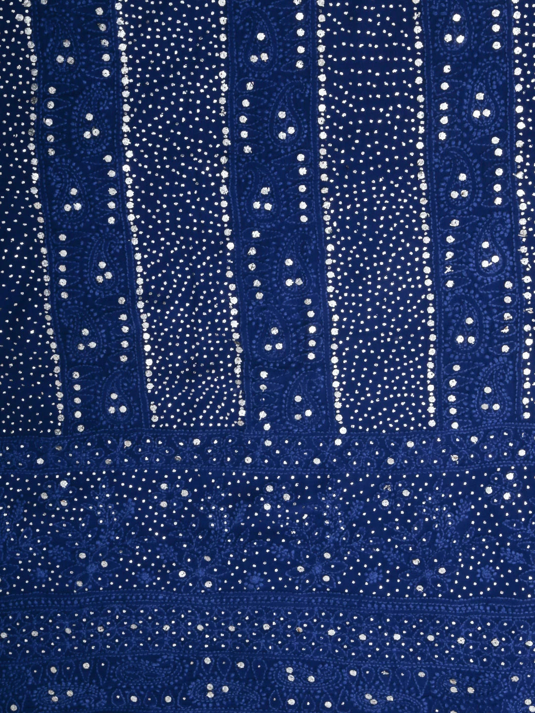 Ada Hand Embroidered Admiral Blue Viscose Georgette Lucknowi Chikankari Unstitched Kurta Dupatta Set With Mukaish Work 01A347782