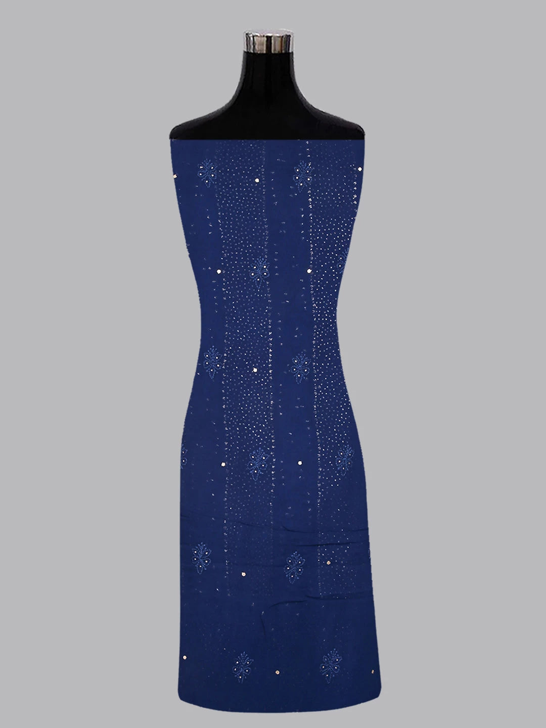 Ada Hand Embroidered Admiral Blue Viscose Georgette Lucknowi Chikankari Unstitched Kurta Dupatta Set With Mukaish Work 01A347782