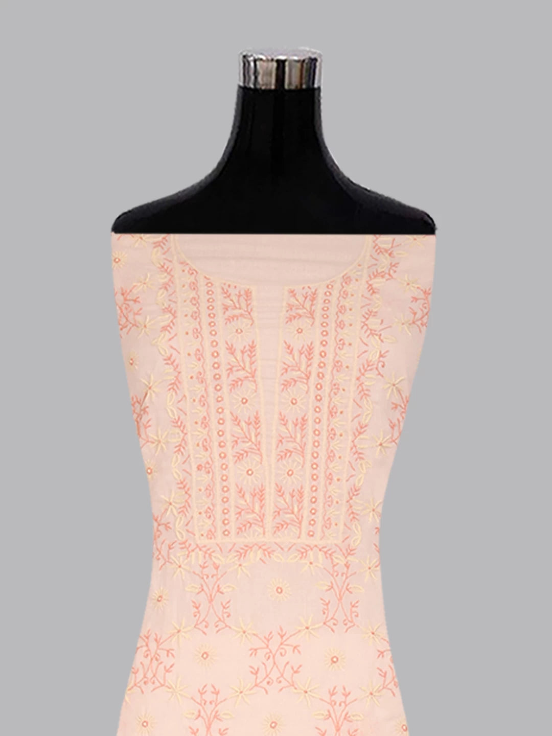 Ada Hand Embroidered Light Peach Cotton Lucknowi Chikankari Unstitched Suit Piece 01A426511