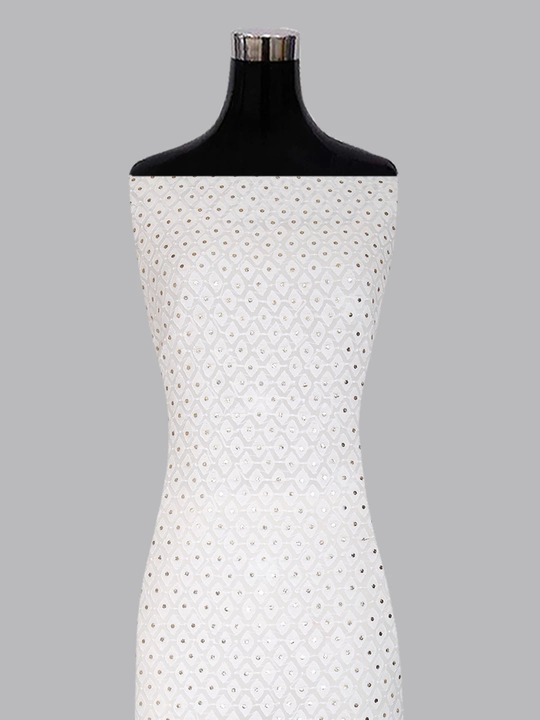 Ada Hand Embroidered Off White Pure Georgette Lucknowi Chikankari Unstitched Kurta Piece With Muqaish Work 01A388547