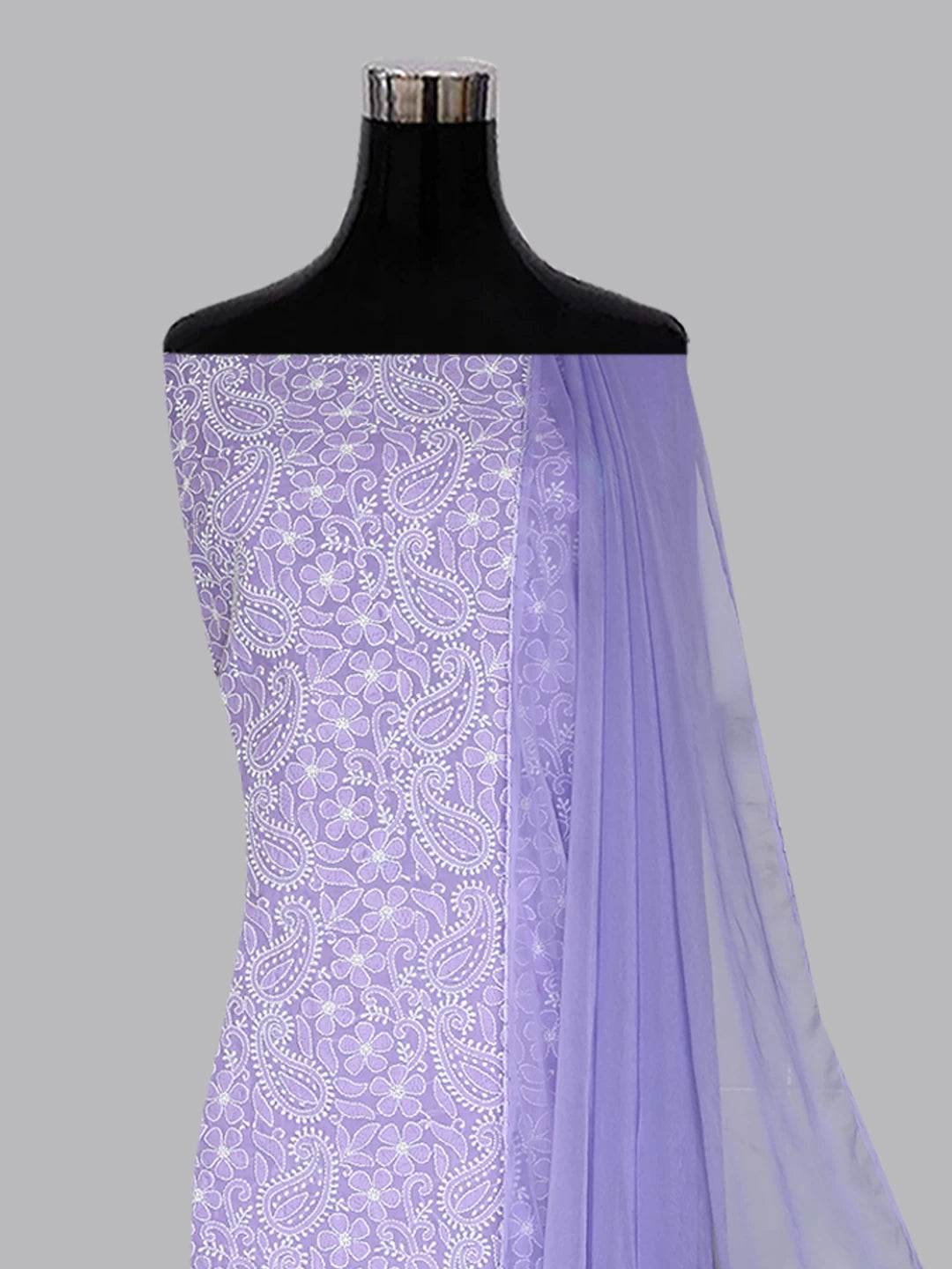 Ada Hand Embroidered Mauve Cotton Lucknowi Chikankari Unstitched Suit Piece 01A409626