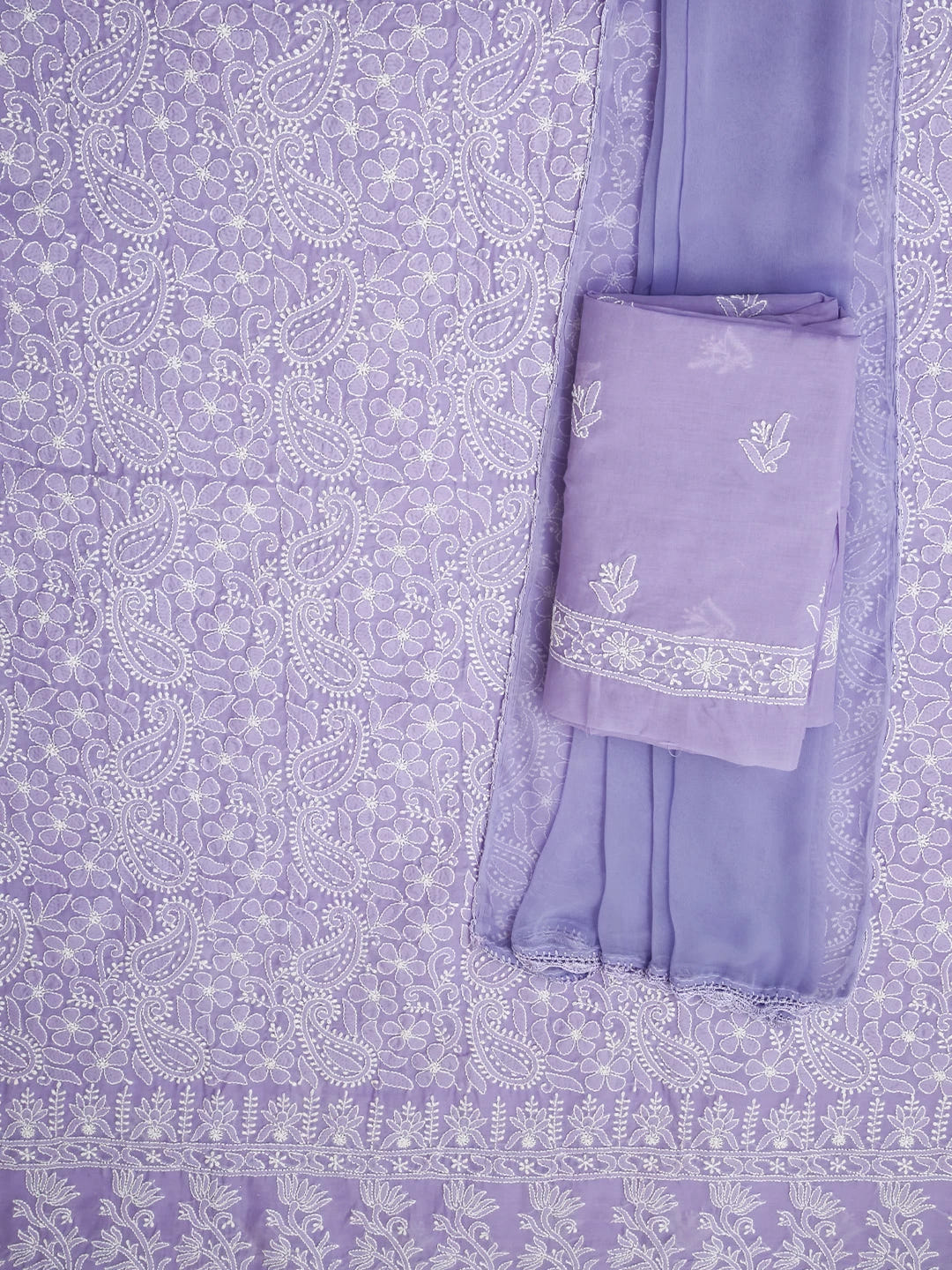 Ada Hand Embroidered Mauve Cotton Lucknowi Chikankari Unstitched Suit Piece 01A409626