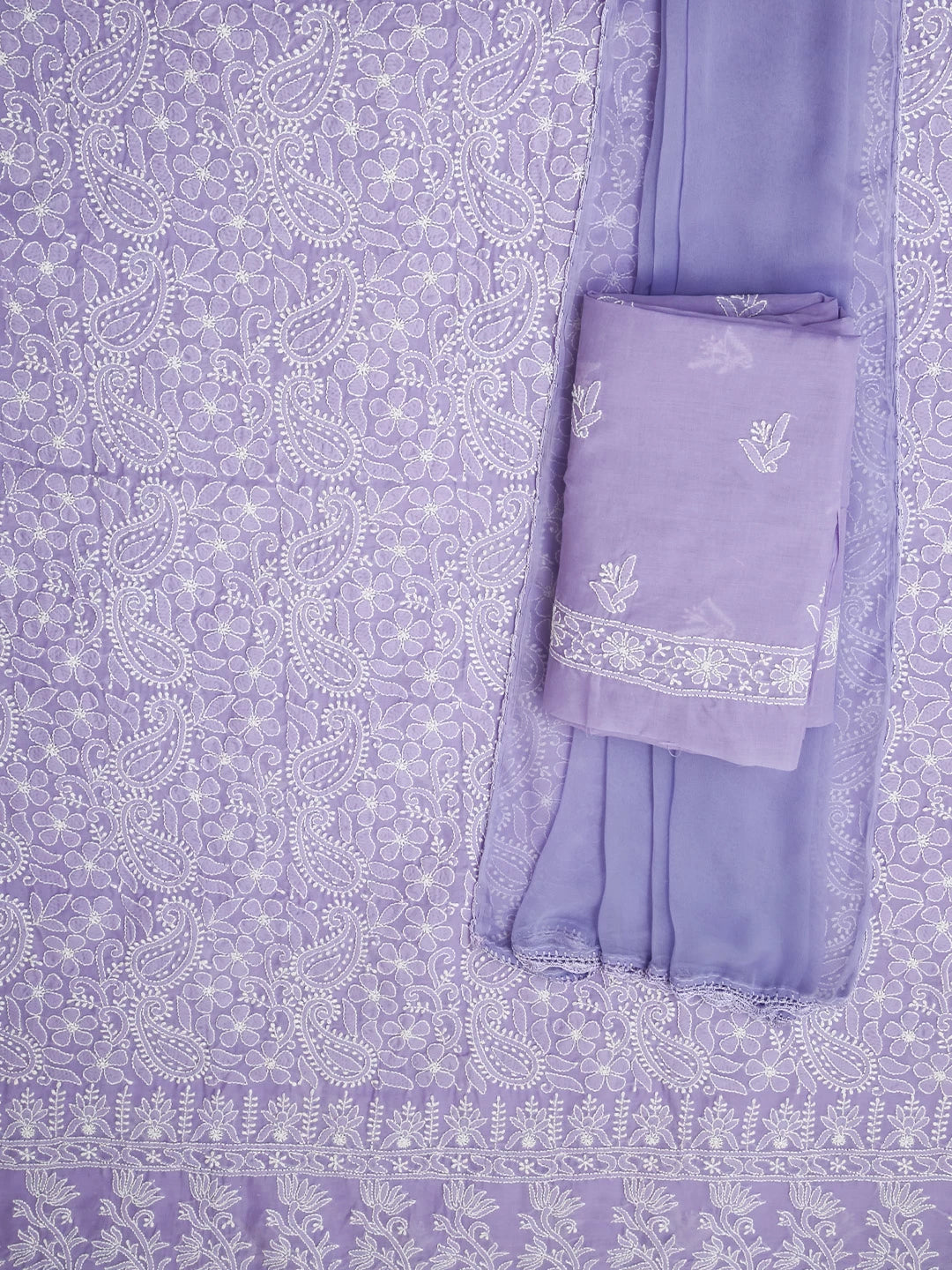 Ada Hand Embroidered Mauve Cotton Lucknowi Chikankari Unstitched Suit Piece 01A409626