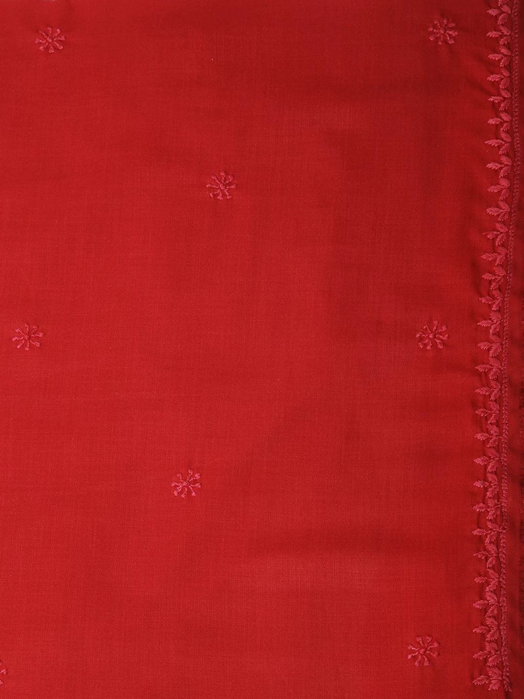 Ada Hand Embroidered Red Cotton Blend Lucknowi Chikankari Unstitched Kurta Piece 01A338426
