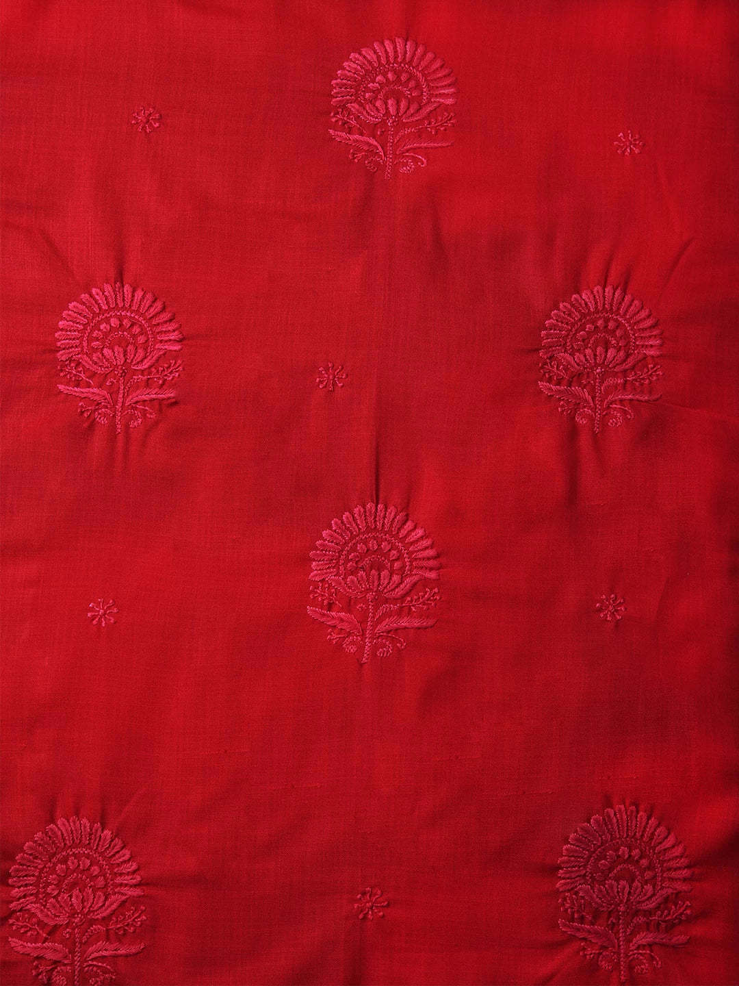 Ada Hand Embroidered Red Cotton Blend Lucknowi Chikankari Unstitched Kurta Piece 01A338426