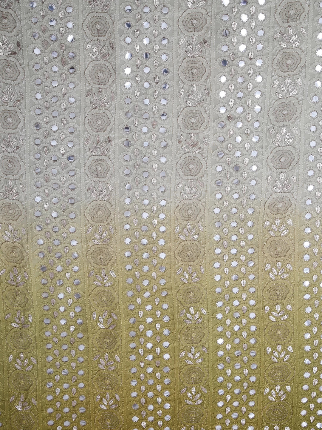 Ada Hand Embroidered Moss Green Ombre Shade Viscose Georgette Lucknowi Chikankari Unstitched Kurta Dupatta Set With Gota Patti Work 01A282245