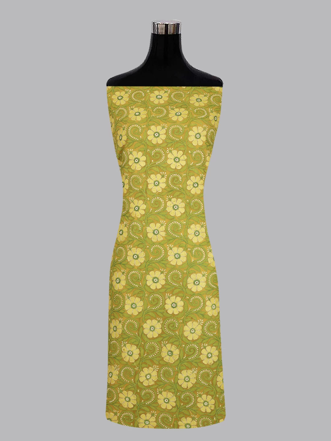 Ada Hand Embroidered Yellow Georgette Lucknowi Chikankari Unstitched Kurta Piece 01A109633
