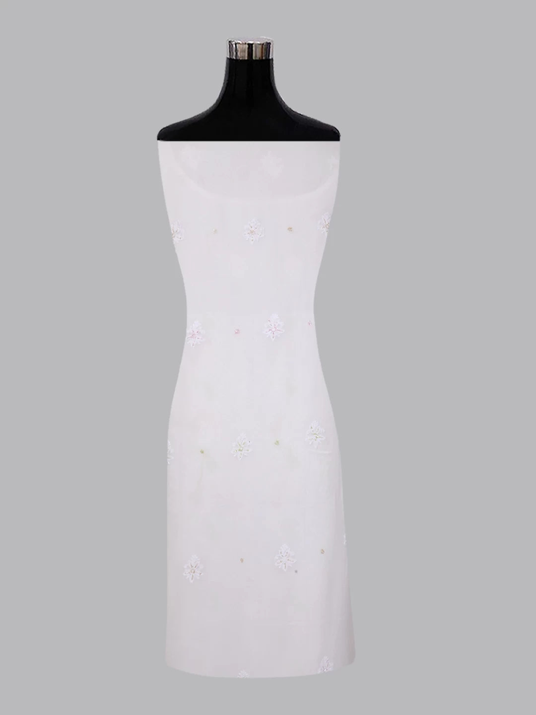 Ada Hand Embroidered White Viscose Georgette Lucknowi Chikankari Unstitched Kurta Dupatta Set With Cutdana Work 01A397266