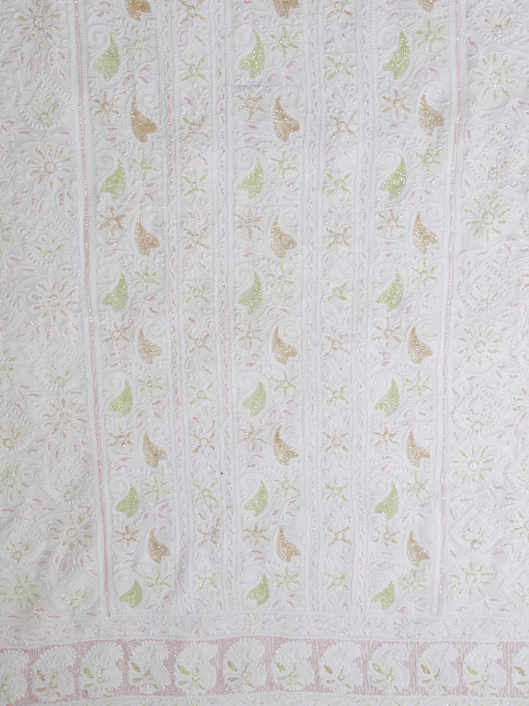 Ada Hand Embroidered White Viscose Georgette Lucknowi Chikankari Unstitched Kurta Dupatta Set With Cutdana Work 01A397266