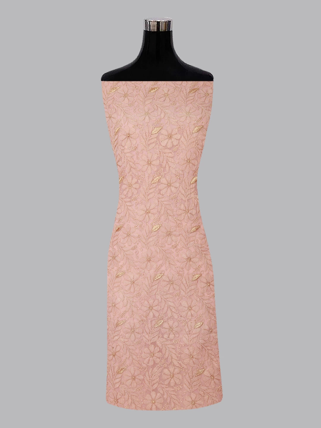 Ada Hand Embroidered Candlelight Peach Georgette Lucknowi Chikan Unstitched Kurta Piece 01A209174
