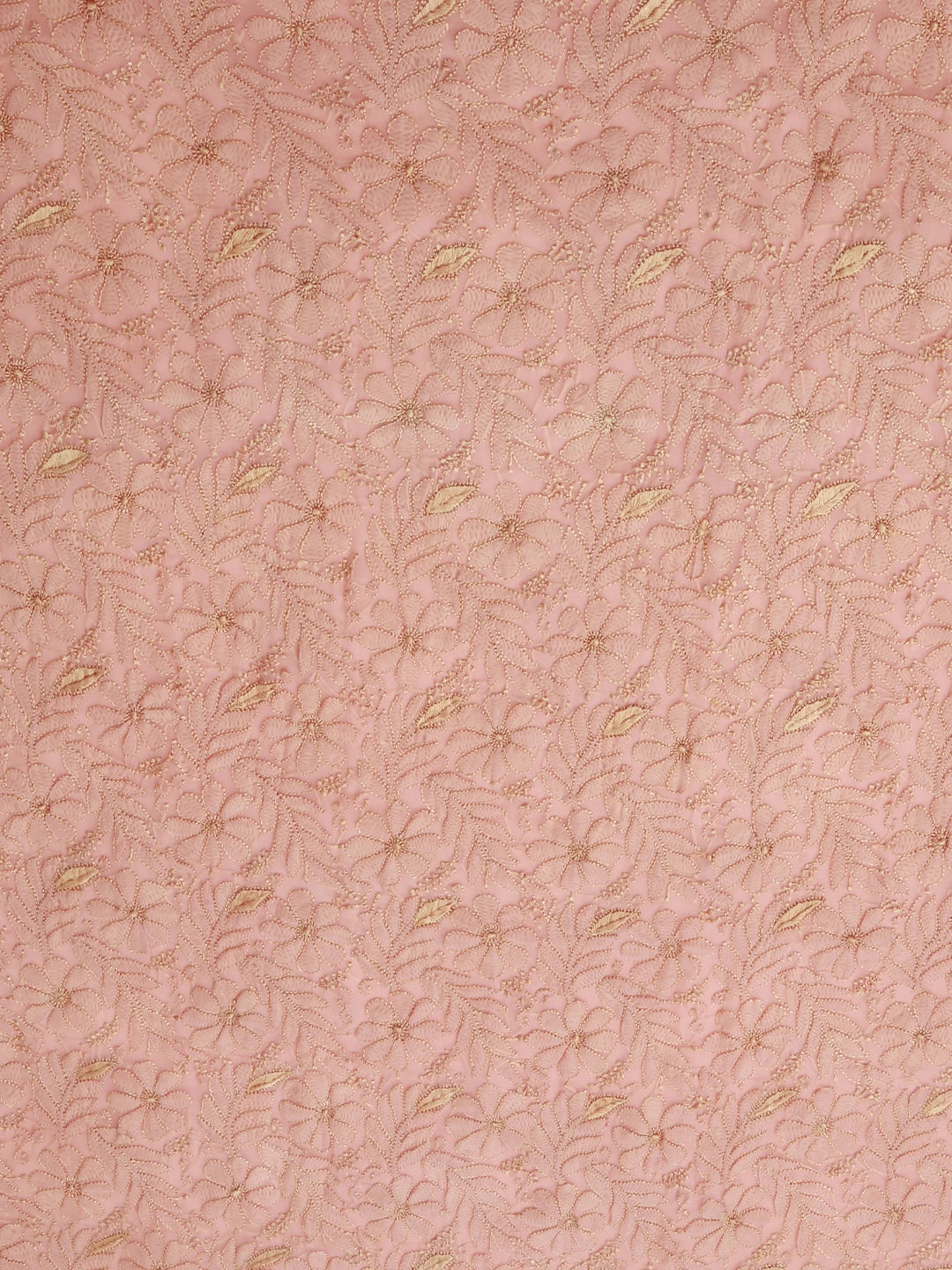 Ada Hand Embroidered Candlelight Peach Georgette Lucknowi Chikan Unstitched Kurta Piece 01A209174