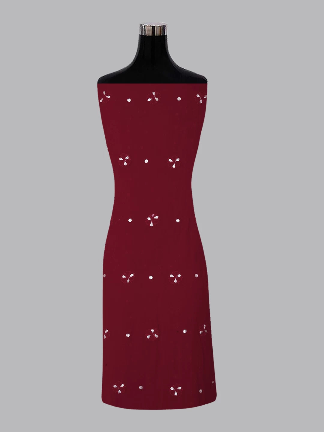 Ada Hand Embroidered Sangria Red Viscose Georgette Lucknowi Chikankari Unstitched Kurta Dupatta Set with Pearl Work 01A381023