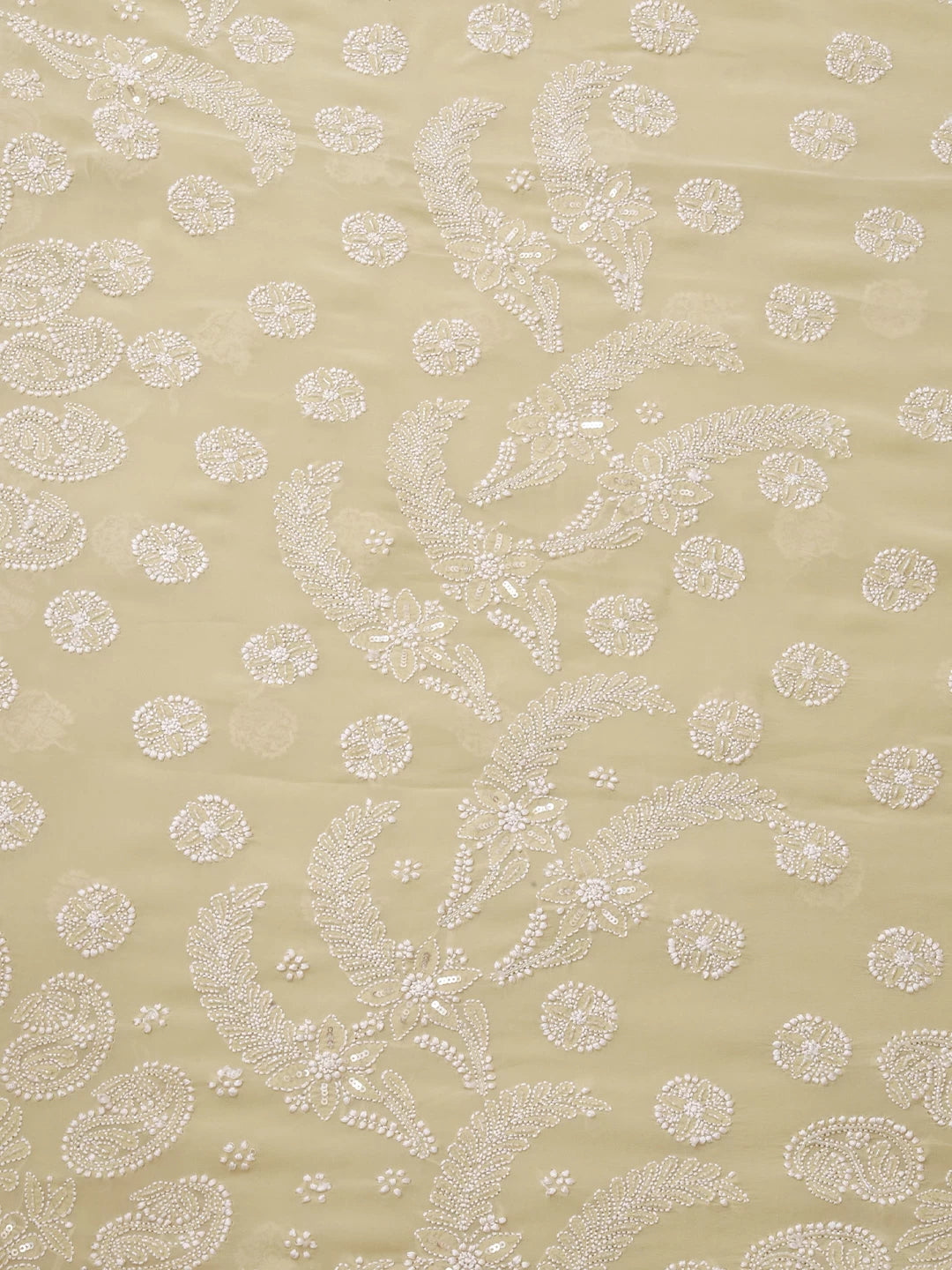 Ada Hand Embroidered Fernwood Green Pure Georgette Lucknowi Chikankari Saree/Blouse With Sequins Work 01A392974