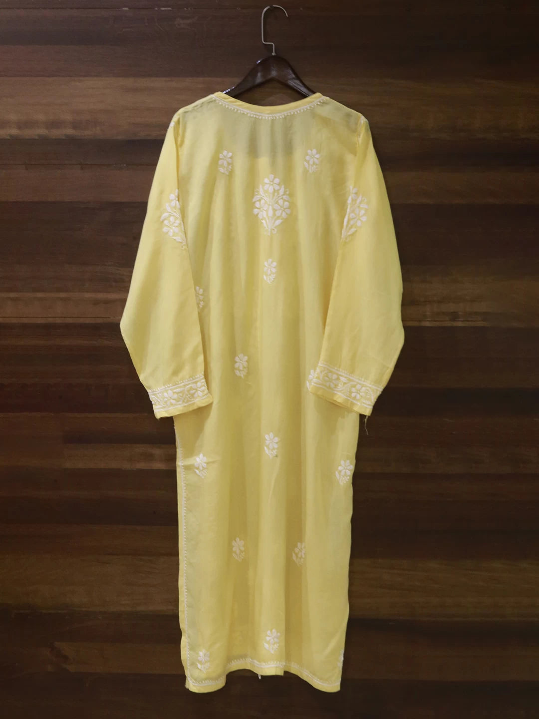 Ada Hand Embroidered Light Yellow Modal Lucknowi Chikankari Straight Kurta A411502