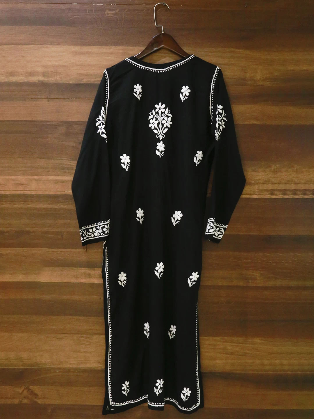 Ada Hand Embroidered Black Modal Lucknowi Chikankari Straight Kurta A411498