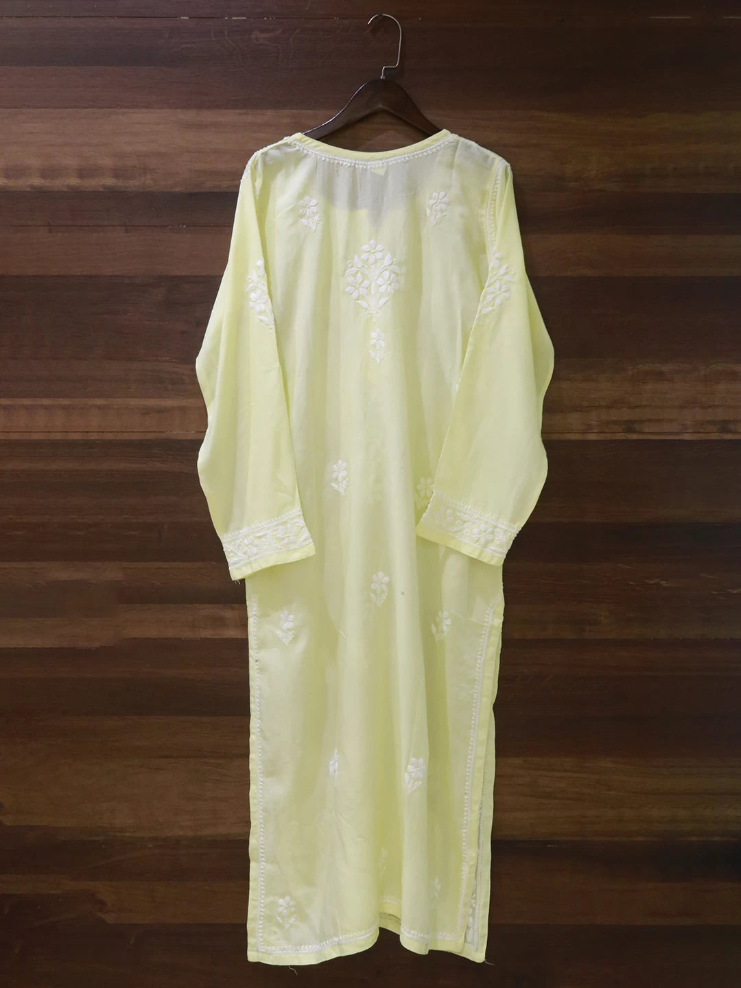 Ada Hand Embroidered Lemon Modal Lucknowi Chikankari Straight Kurta A411497
