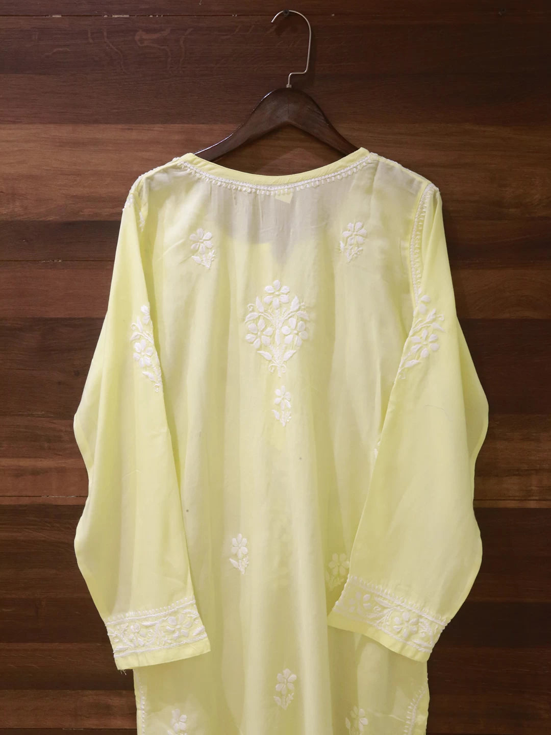 Ada Hand Embroidered Lemon Modal Lucknowi Chikankari Straight Kurta A411497
