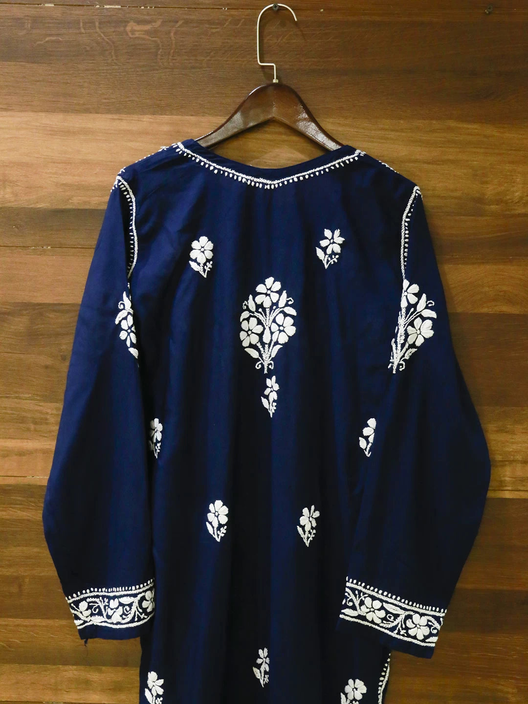 Ada Hand Embroidered Midnight Blue Modal Lucknowi Chikankari Straight Kurta A411499