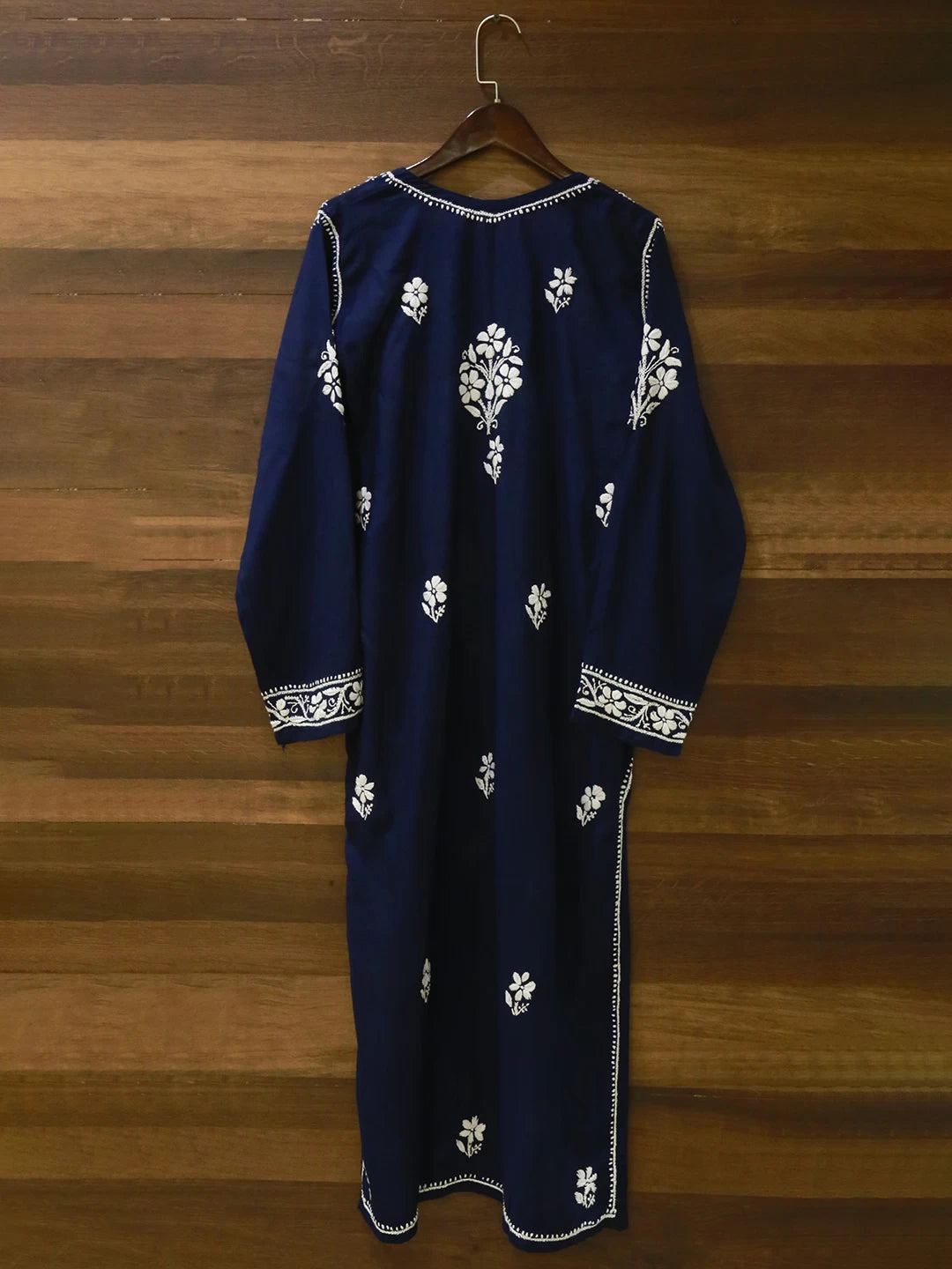 Ada Hand Embroidered Midnight Blue Modal Lucknowi Chikankari Straight Kurta A411499
