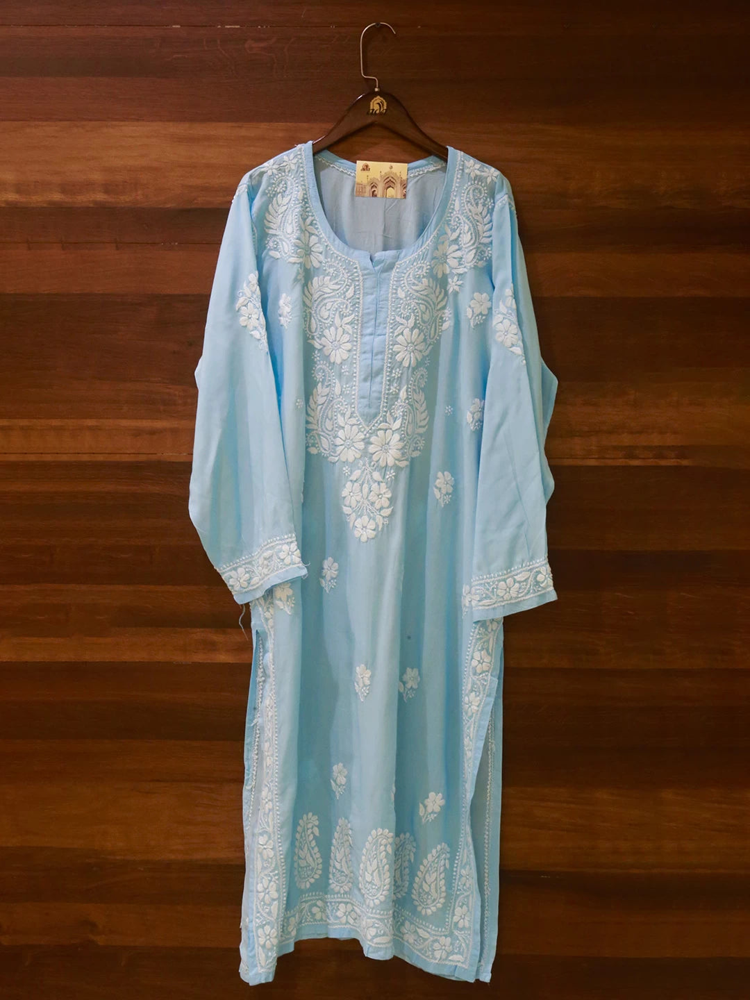 Ada Hand Embroidered Arctic Blue Modal Lucknowi Chikankari Straight Kurta A411501