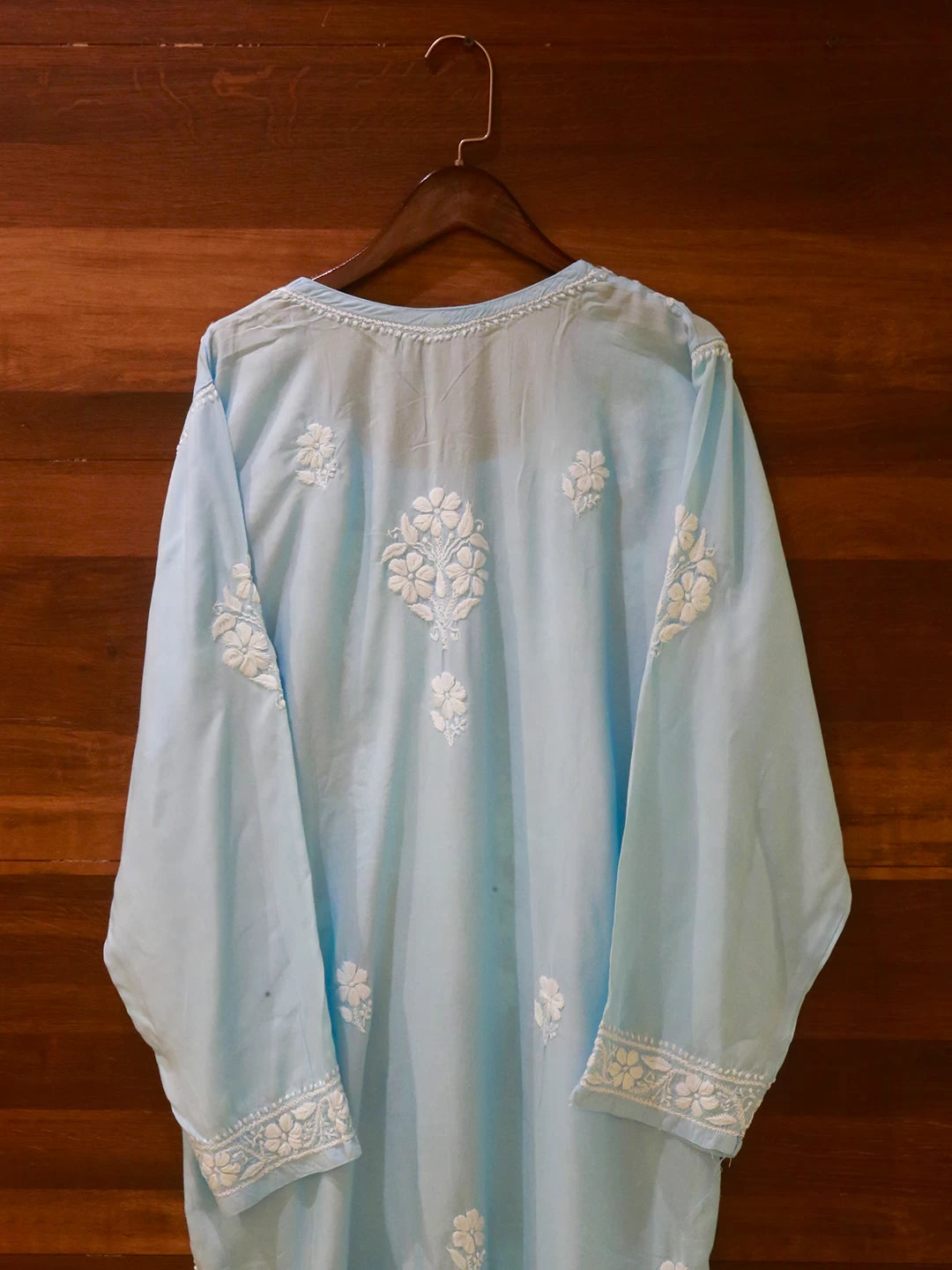 Ada Hand Embroidered Arctic Blue Modal Lucknowi Chikankari Straight Kurta A411501