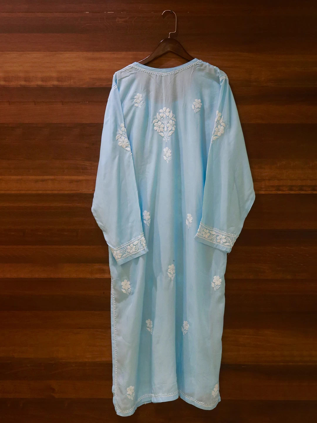 Ada Hand Embroidered Arctic Blue Modal Lucknowi Chikankari Straight Kurta A411501