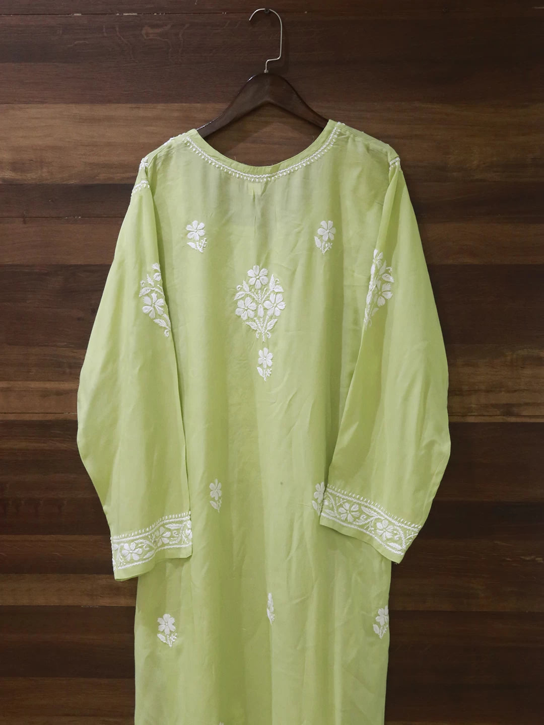 Ada Hand Embroidered Pista Green Modal Lucknowi Chikankari Straight Kurta A411500