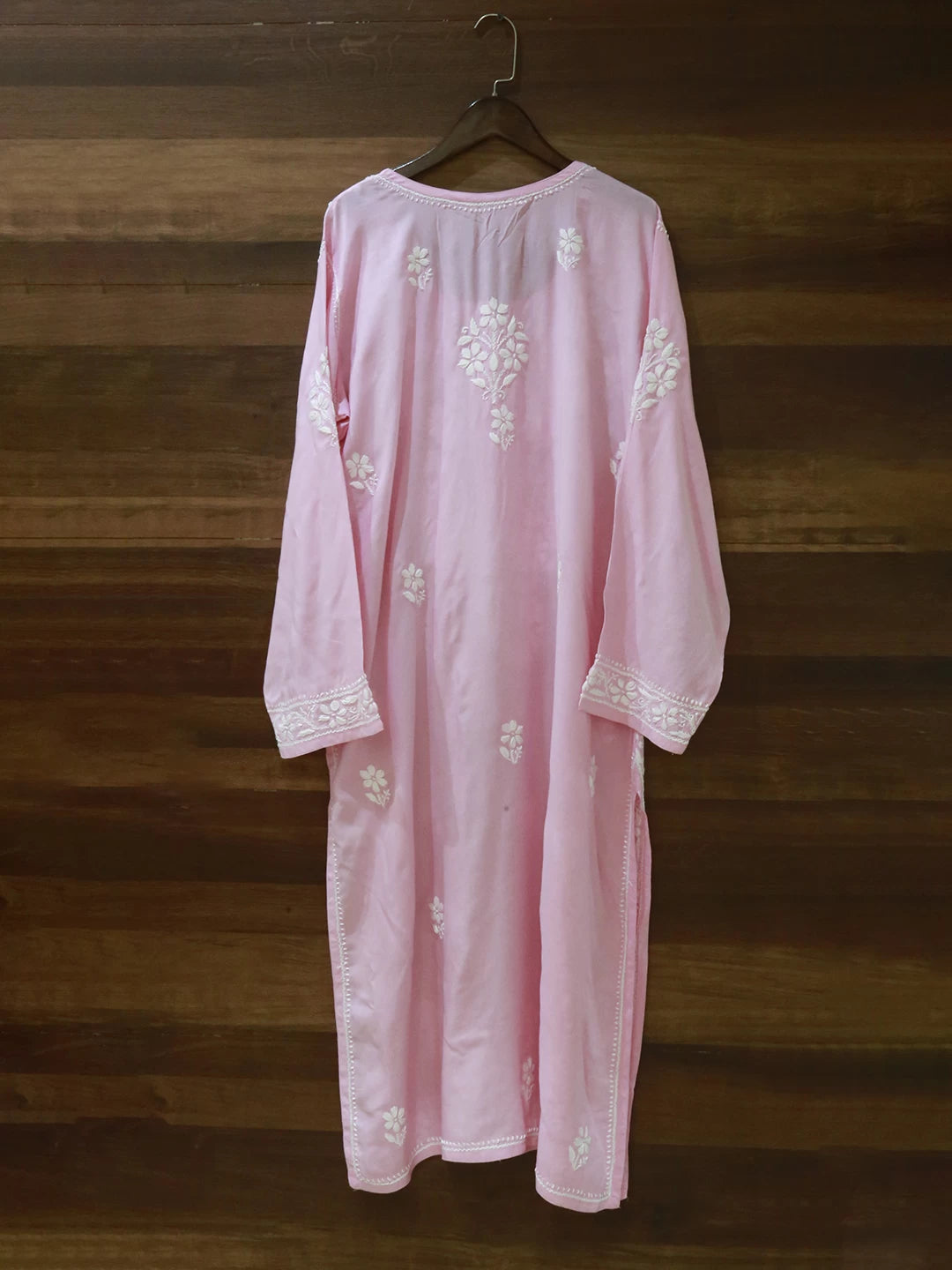 Ada Hand Embroidered Baby Pink Modal Lucknowi Chikankari Straight Kurta A411503