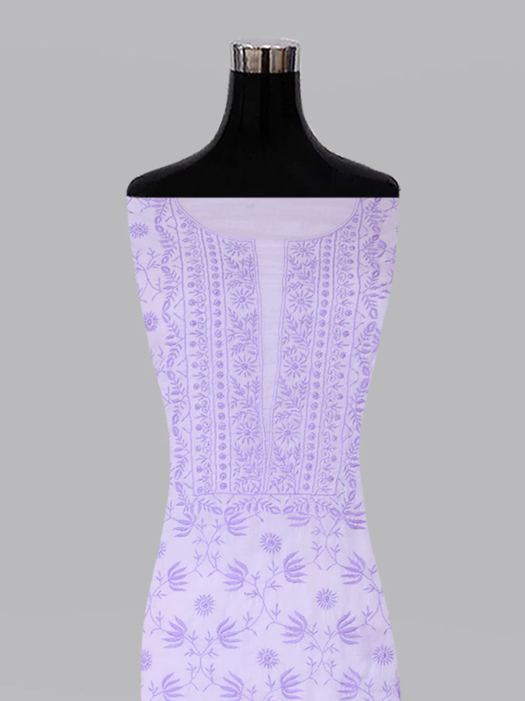 Ada Hand Embroidered Lavender Mul Cotton Lucknowi Chikankari Unstitched Suit Piece 01A369741
