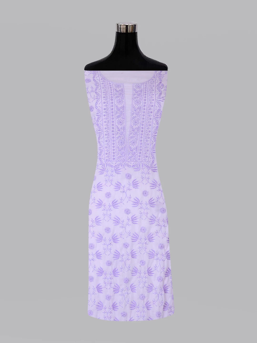 Ada Hand Embroidered Lavender Mul Cotton Lucknowi Chikankari Unstitched Suit Piece 01A369741