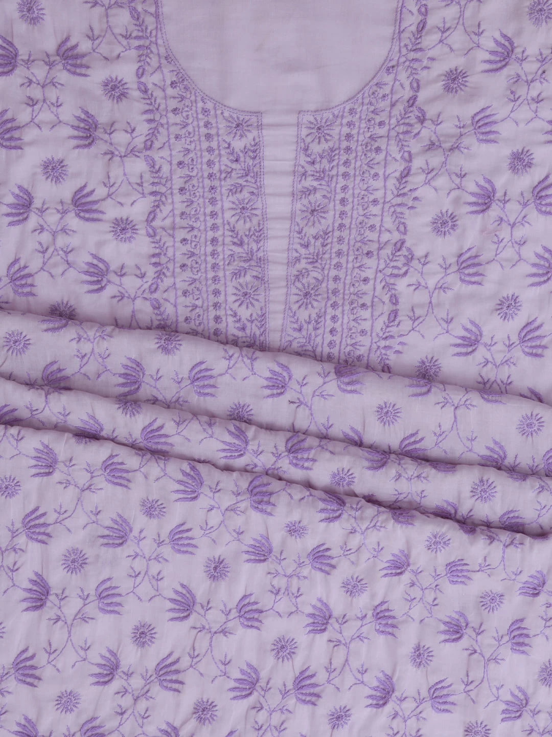 Ada Hand Embroidered Lavender Mul Cotton Lucknowi Chikankari Unstitched Suit Piece 01A369741