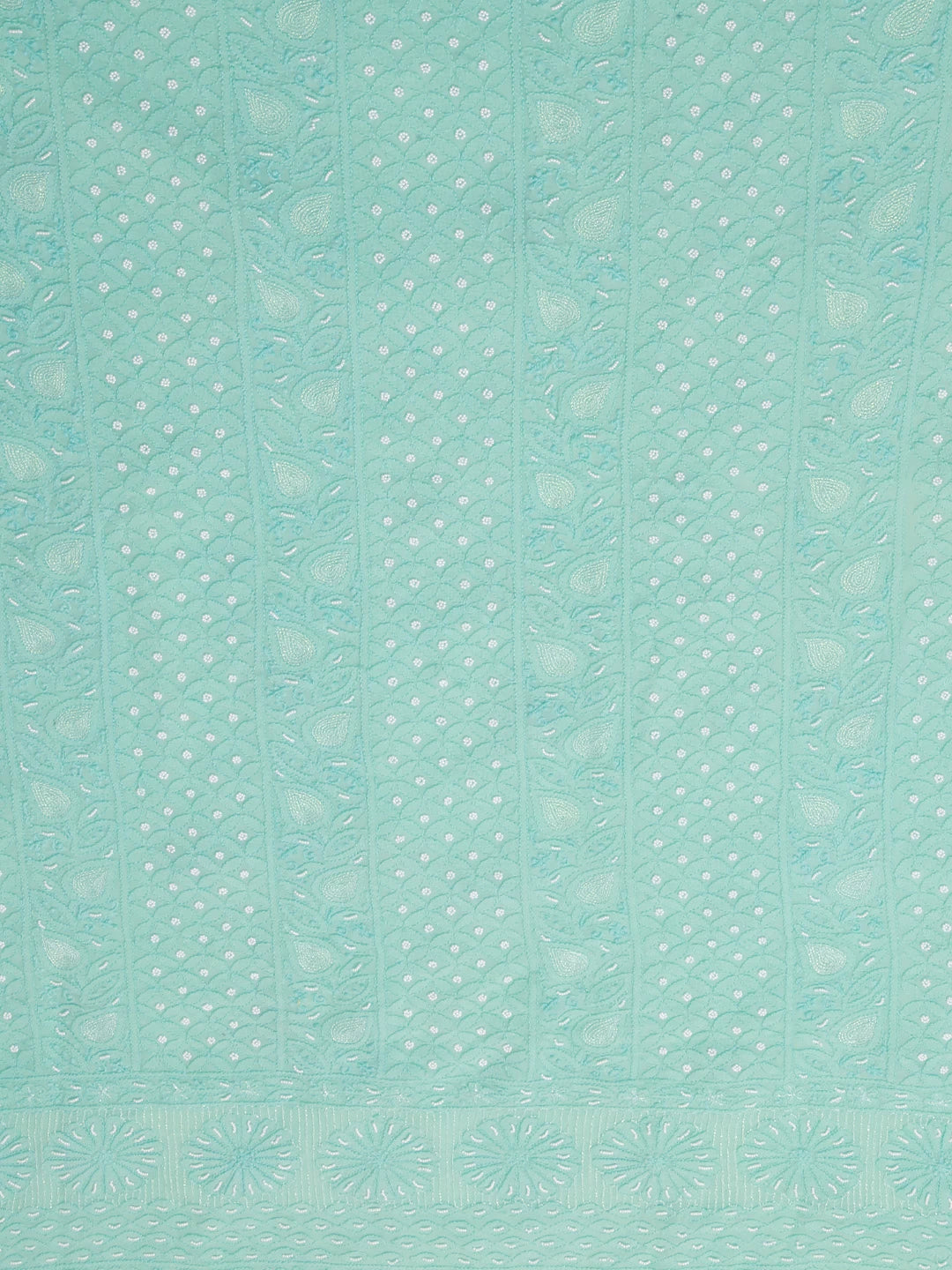 Ada Hand Embroidered Turquoise Green Viscose Georgette Lucknowi Chikankari Unstitched Kurta Dupatta Set With Pearl Work 01A257762