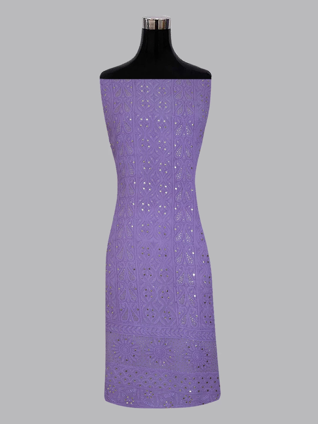 Ada Hand Embroidered Mauve Viscose Georgette Lucknowi Chikankari Unstitched Kurta Dupatta Set With Mukaish Work 01A399057