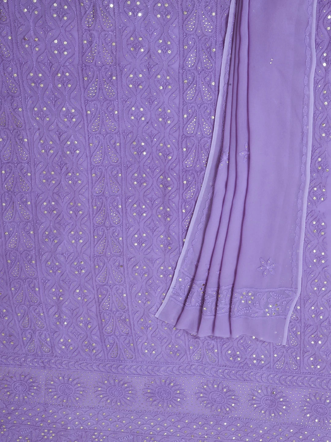 Ada Hand Embroidered Mauve Viscose Georgette Lucknowi Chikankari Unstitched Kurta Dupatta Set With Mukaish Work 01A399057