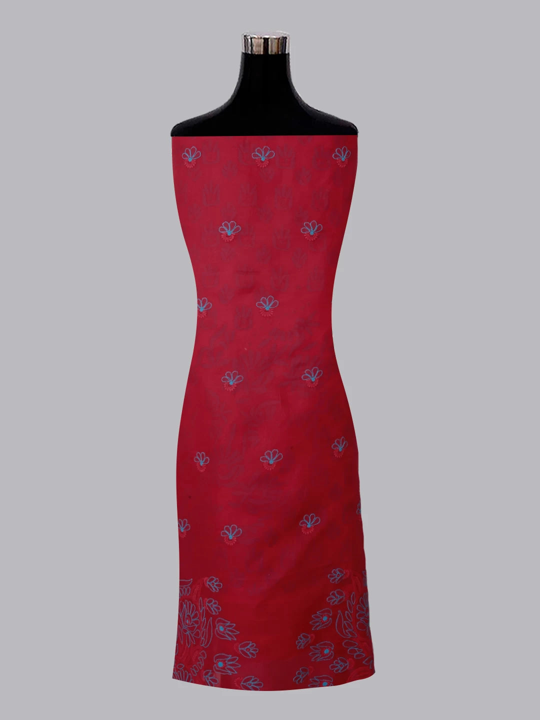Ada Hand Embroidered Dark Pink Cotton Lucknowi Chikankari Unstitched Suit Piece 01A373573