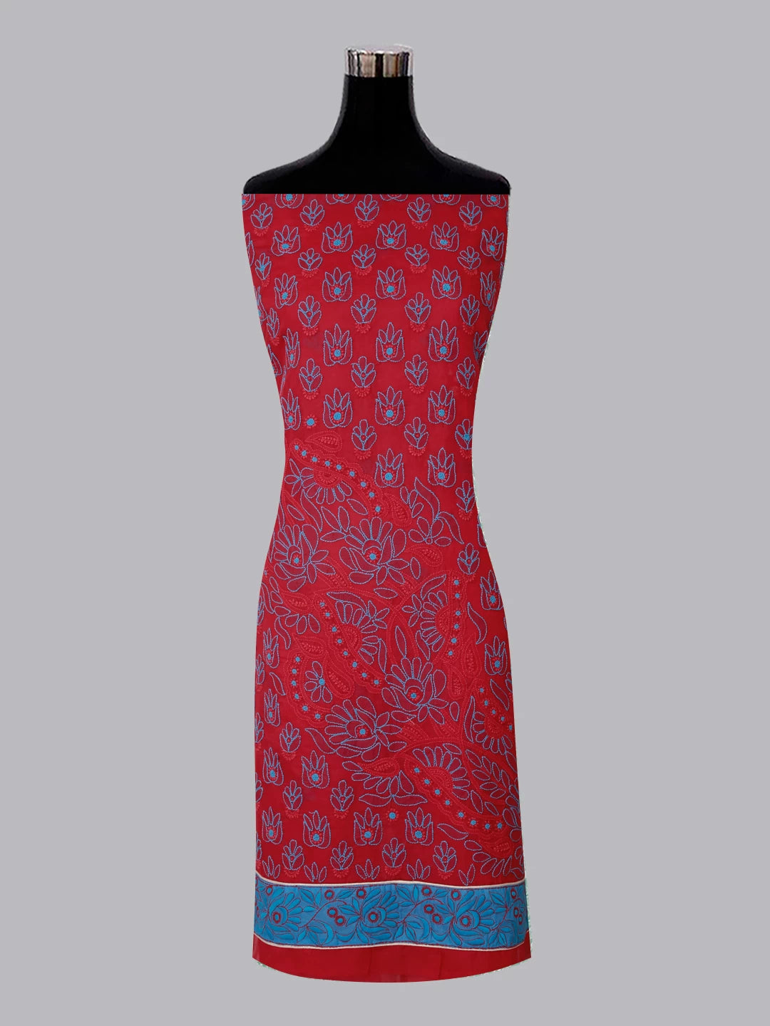 Ada Hand Embroidered Dark Pink Cotton Lucknowi Chikankari Unstitched Suit Piece 01A373573