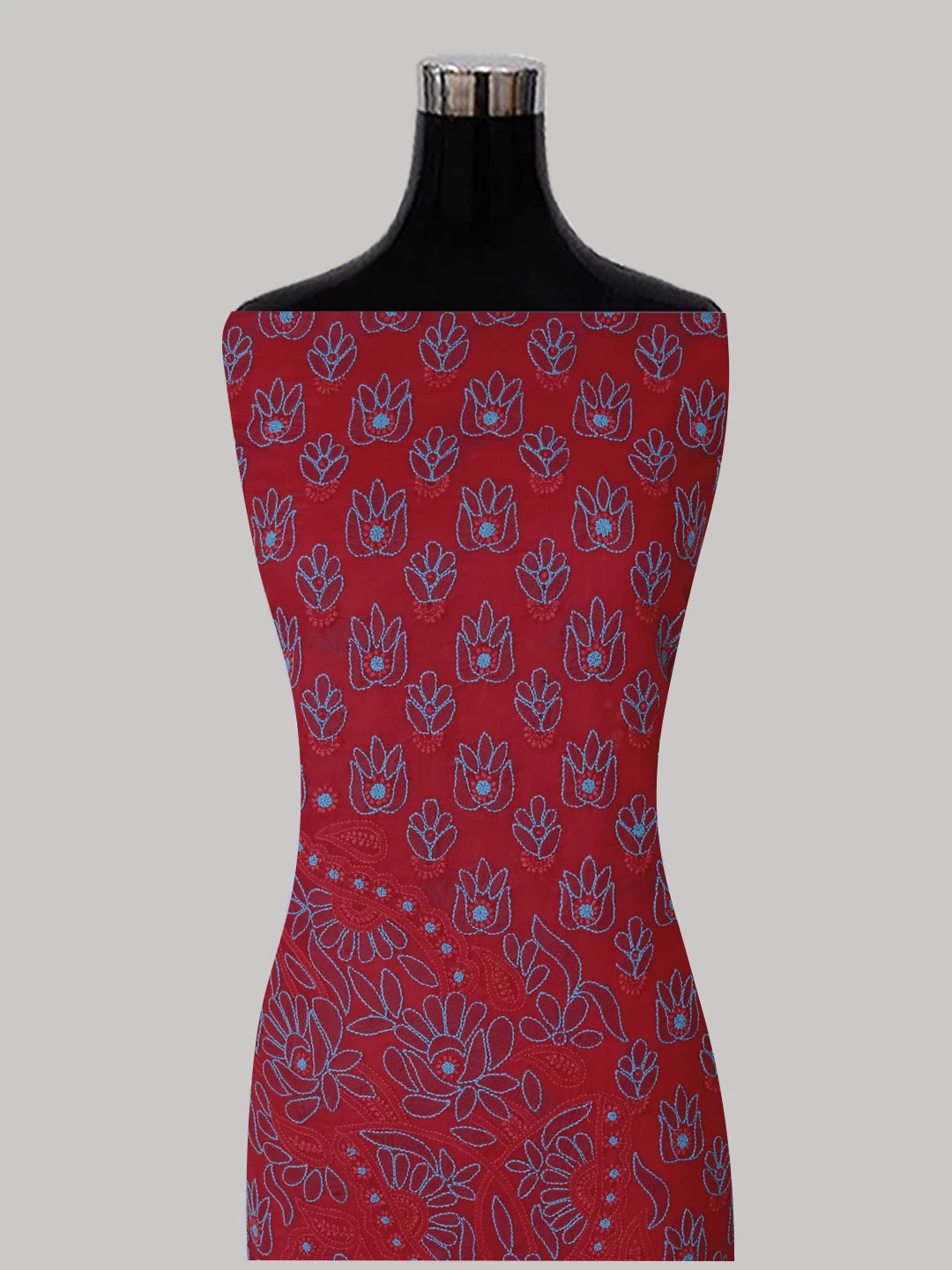 Ada Hand Embroidered Dark Pink Cotton Lucknowi Chikankari Unstitched Suit Piece 01A373573