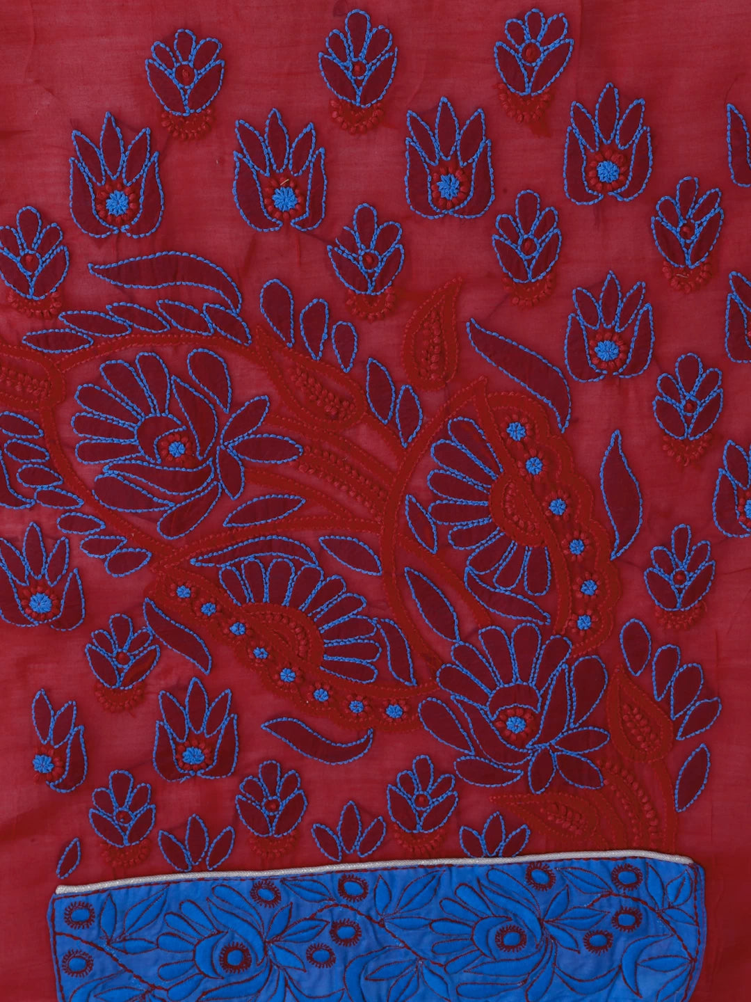 Ada Hand Embroidered Dark Pink Cotton Lucknowi Chikankari Unstitched Suit Piece 01A373573