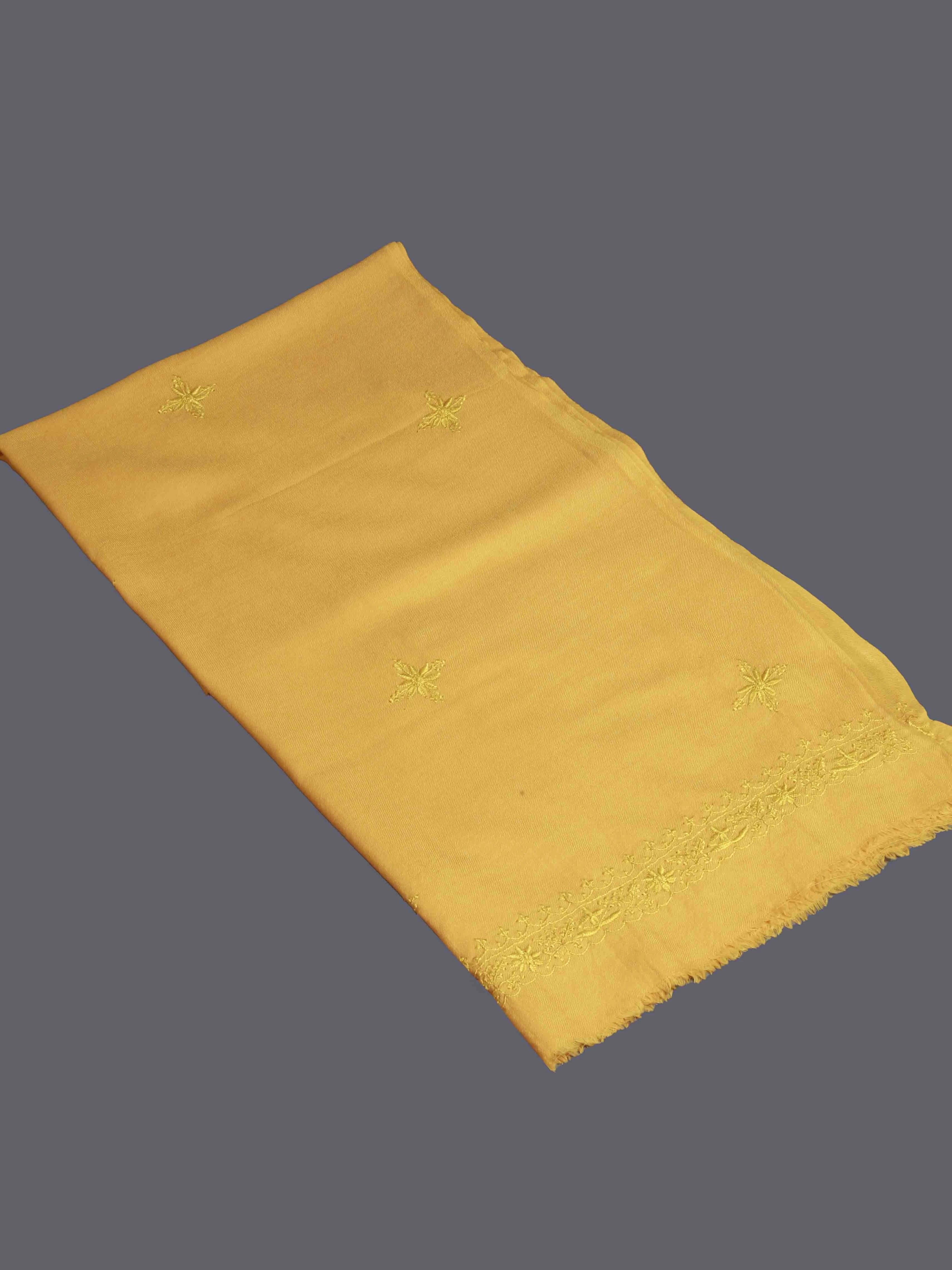 Ada Hand Embroidered Mustard Woolen Lucknowi Chikankari Stole 01A337406