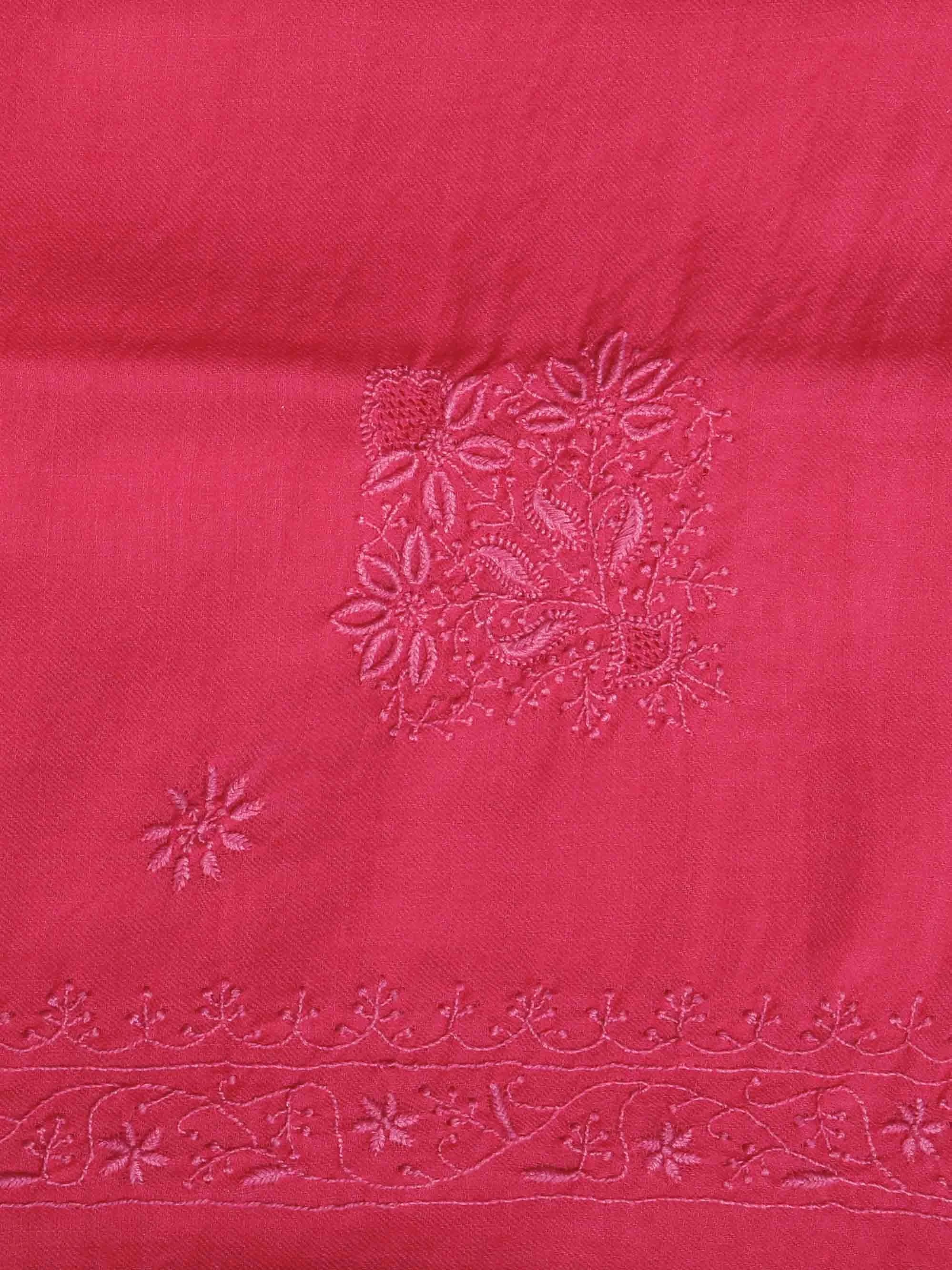 Ada Hand Embroidered Fandango Pink Woolen Lucknowi Chikankari Stole 01A337408