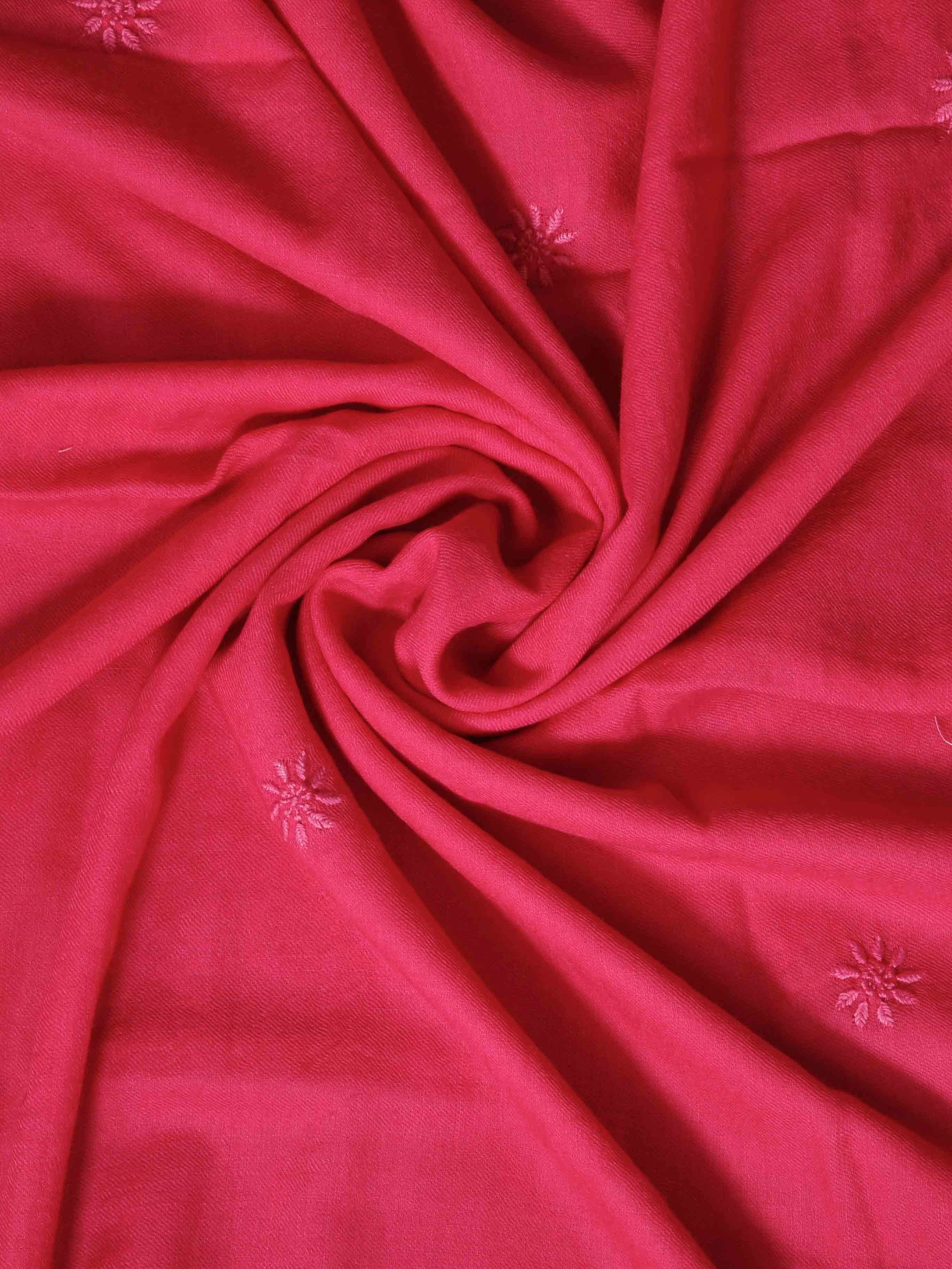 Ada Hand Embroidered Fandango Pink Woolen Lucknowi Chikankari Stole 01A337408