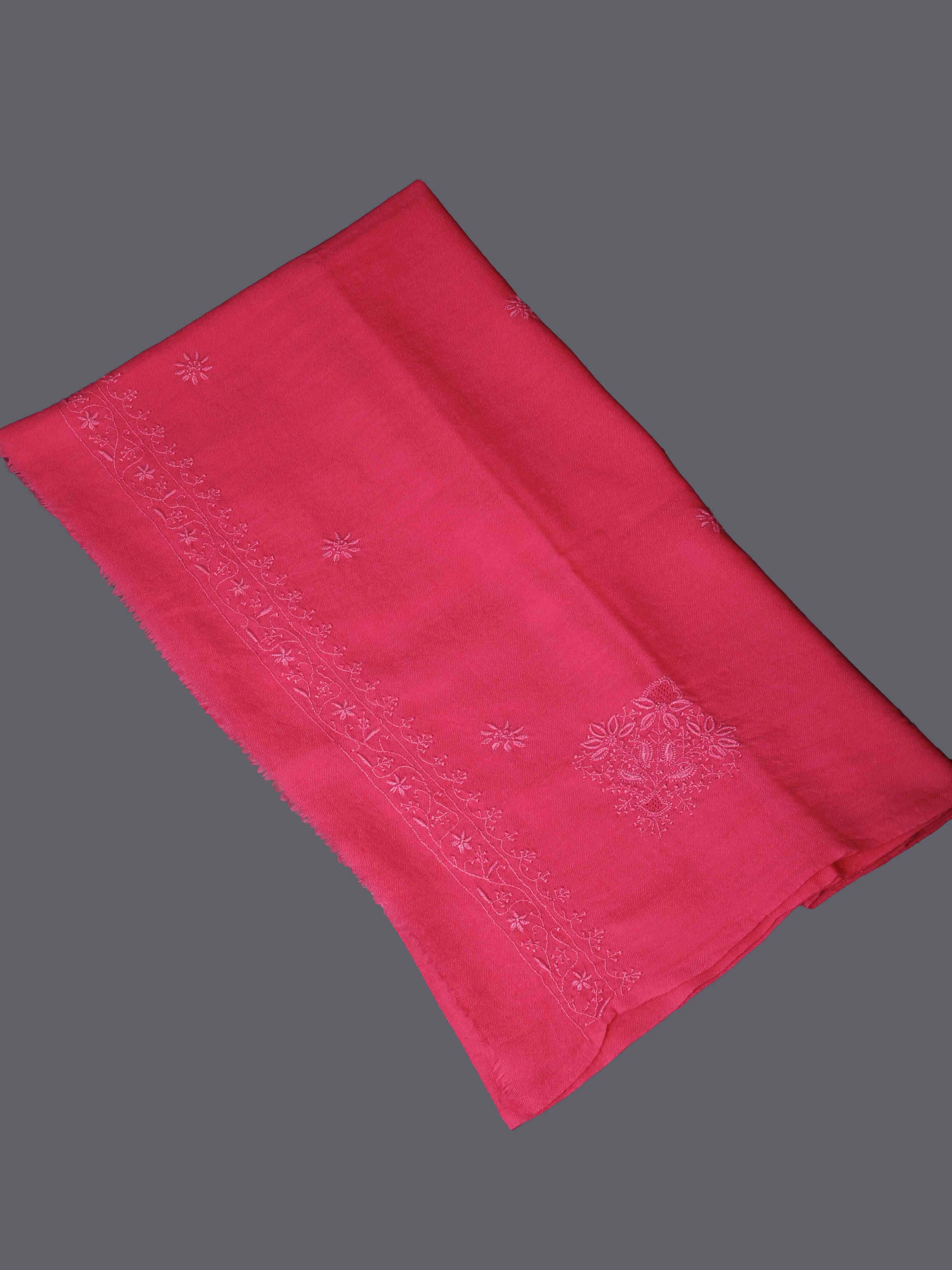 Ada Hand Embroidered Fandango Pink Woolen Lucknowi Chikankari Stole 01A337408