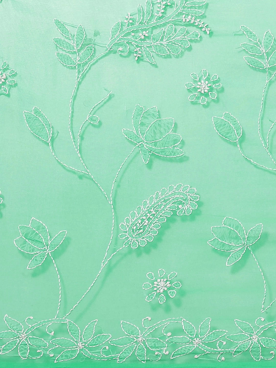 Ada Hand Embroidered Sea Green Georgette Lucknowi Chikankari Saree with Blouse A129589