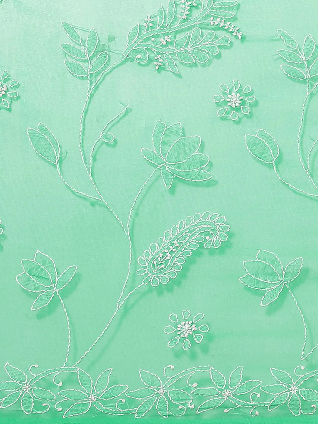 Ada Hand Embroidered Sea Green Georgette Lucknowi Chikankari Saree with Blouse A129589